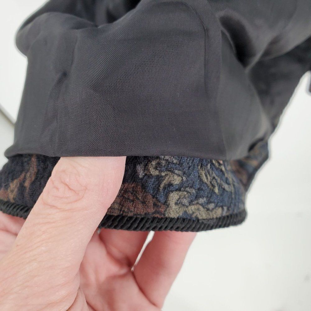 Vintage Adele Simpson Womens Jacket Wool Button Front Floral Black XL Read - Picture 8 of 9